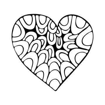 Doodle heart. Romantic objects decorated with ornaments. Cute love symbol. Ha Stock Illustration