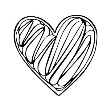 Doodle heart. Romantic objects decorated with ornaments. Cute love symbol. Ha Stock-Illustration