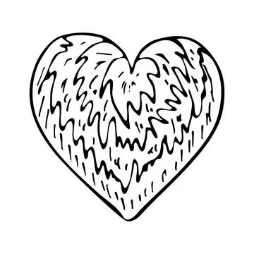 Doodle heart. Romantic objects decorated with ornaments. Cute love symbol. Ha Stock-Illustration