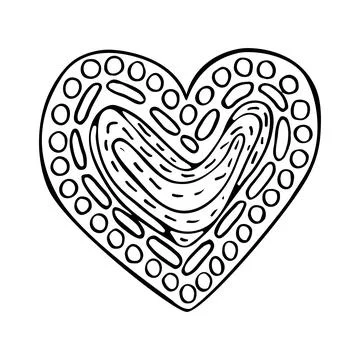 Doodle heart. Romantic objects decorated with ornaments. Cute love symbol. Ha Stock Illustration