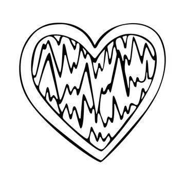 Doodle heart. Romantic objects decorated with ornaments. Cute love symbol. Ha Stock Illustration