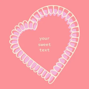 Doodle heart shape frame. Creative tender hand drawn festive ornate in fashion Stock Illustration