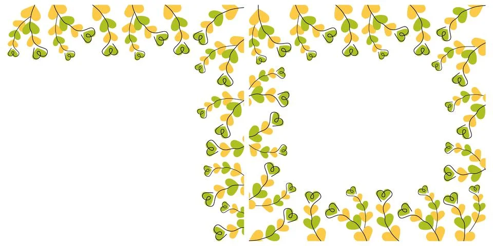 Doodle Heart shape Twigs Corner and square Frame border St Patrick Greeting Copy 库存插图