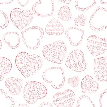 Doodle hearts with bubbles seamless pattern Stock Illustration