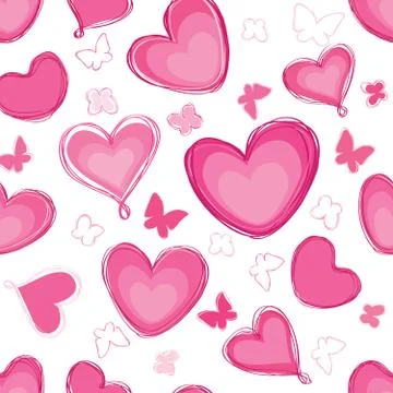 Doodle hearts different shape pattern. Love Valentine's day seam Stock Illustration