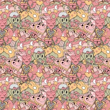 Doodle hearts pattern Stock Illustration