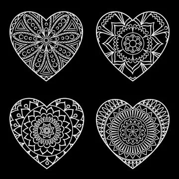 Doodle Hearts Set Illustrazione stock