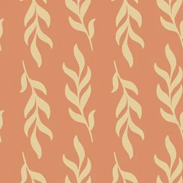 Doodle herbal seamless pattern with simple botanic leaf branches elements. Pi Stockillustratie