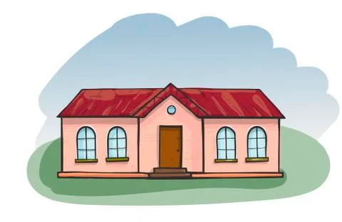 Doodle house, cartoon scribble style vector illustration. Ilustración de archivo