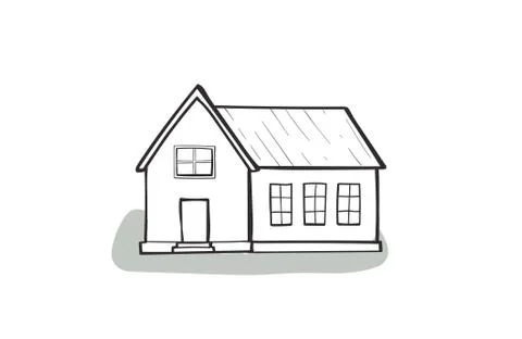Doodle house, cartoon scribble style vector illustration. Ilustración de archivo