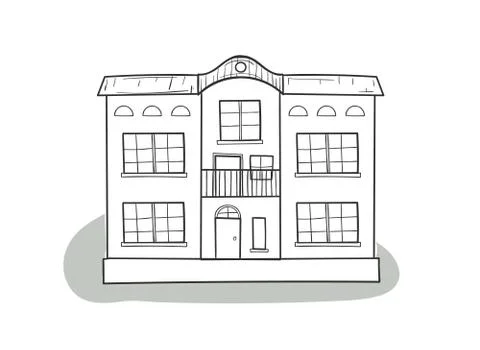 Doodle house, cartoon scribble style vector illustration. Ilustración de archivo