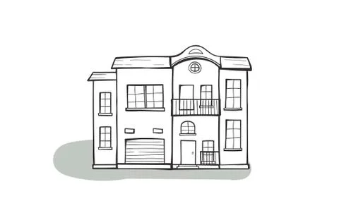Doodle house, cartoon scribble style vector illustration. Ilustración de archivo
