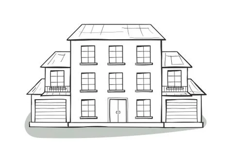 Doodle house, cartoon scribble style vector illustration. Stock Illustration