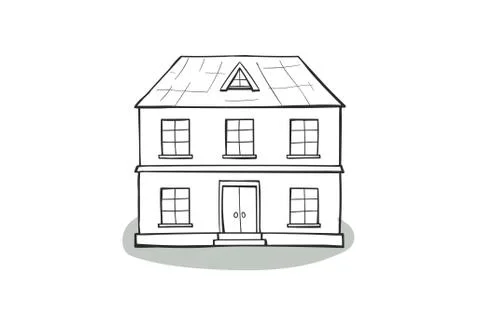 Doodle house, cartoon scribble style vector illustration. Ilustración de archivo