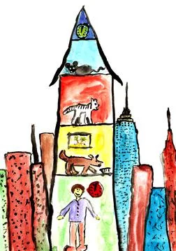 Doodle house with floors. Stock Illustration