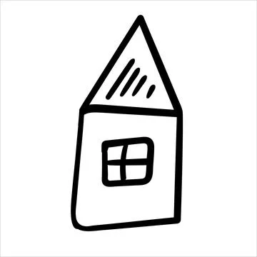 Doodle house. Sketch bw scribble style. Hand drawn build vector illustration Ilustración de archivo