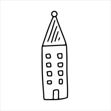 Doodle house. Sketch bw scribble style. Hand drawn build vector illustration Ilustración de archivo