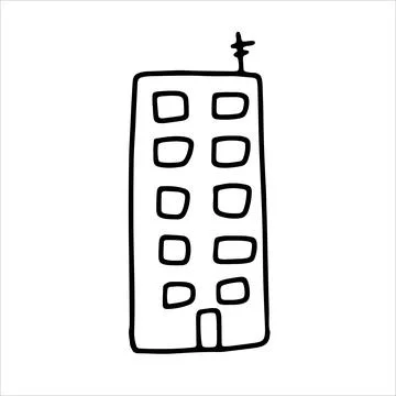 Doodle house. Sketch bw scribble style. Hand drawn build vector illustration Ilustración de archivo