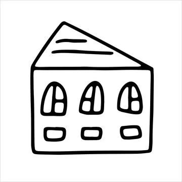 Doodle house. Sketch bw scribble style. Hand drawn build vector illustration Ilustración de archivo
