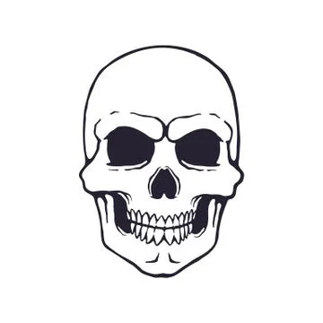 Doodle of human evil skull Illustrazione stock