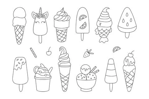 Doodle ice cream Stock Illustration