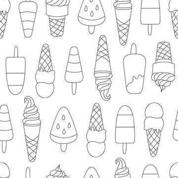 Doodle ice cream pattern Stock Illustration
