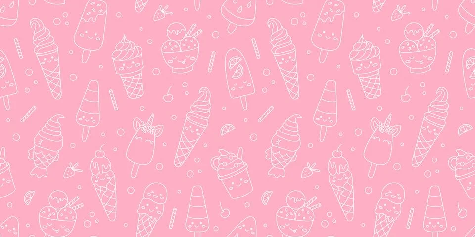 Doodle ice cream pattern Stock Illustration