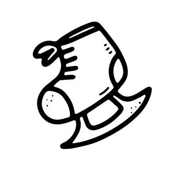 Doodle ice skate. Hand drawn winter sport equipment Stock Illustration