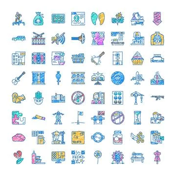 Doodle icon collection with various concepts in sketch style Illustrazione stock