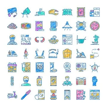 Doodle icon collection with various concepts and objects Stock Illustration