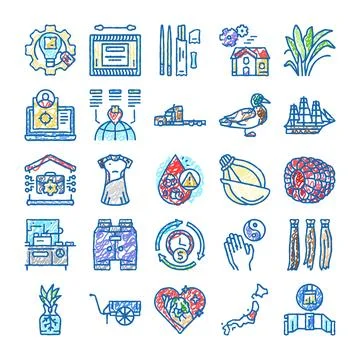 Doodle icon collection with various concepts イラスト素材