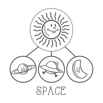 Doodle icon design. space icon. draw concept 스톡 일러스트