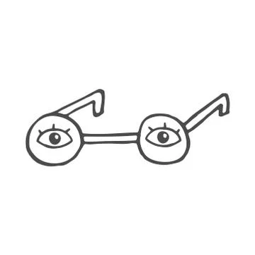 Doodle icon. glasses. vector illustration of glasses with eyes. Stock Illustration