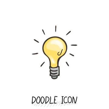 Doodle icon of light bulb Stock Illustration
