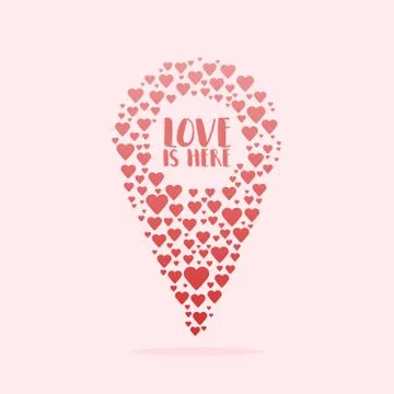 Doodle icon. map pointer with heart. vector イラスト素材