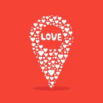 Doodle icon. map pointer with heart. vector 库存插图