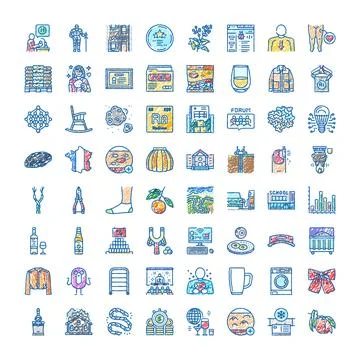 Doodle icon set displaying various concept illustrations Stock Illustration