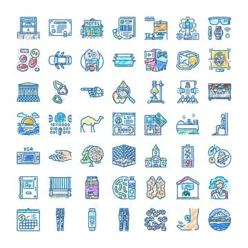Doodle icon set exploring education business healthcare technology Stock Illustration