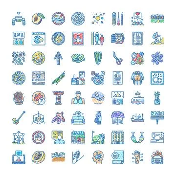 Doodle icon set illustrating various business concepts and objects Stock Illustration