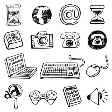 Doodle icon set. Stock Illustration