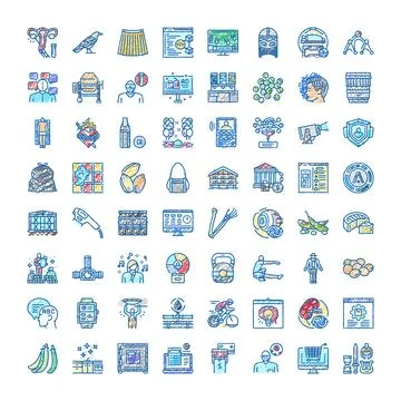 Doodle icons collection representing various concepts Stock Illustration