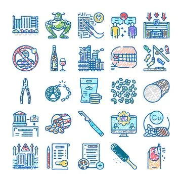 Doodle icons collection representing various abstract concepts Stock Illustration