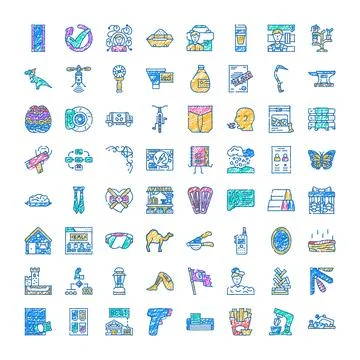 Doodle icons illustrating everyday objects and diverse concepts Stock Illustration