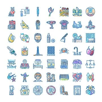 Doodle icons illustrating everyday objects and diverse concepts Stock Illustration