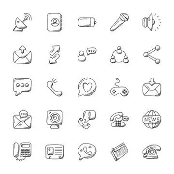 Doodle Icons Set of Communication Stock Illustration