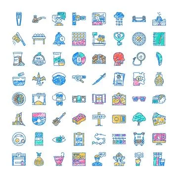 Doodle icons set representing various concepts and objects Stockillustratie