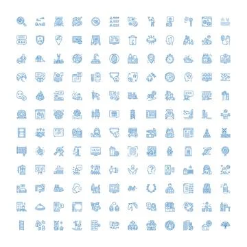 Doodle icons set for web design and business technology Stock Illustration