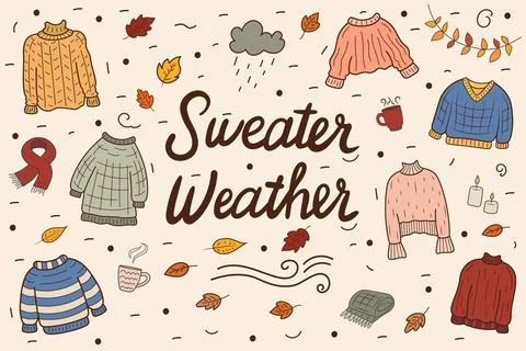 Doodle illustration with autumn elements Stock Illustration