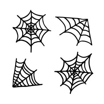 Doodle illustration of black web. Vector halloween image Stock Illustration