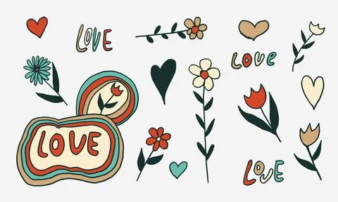 Doodle illustration of love elements Stock Illustration